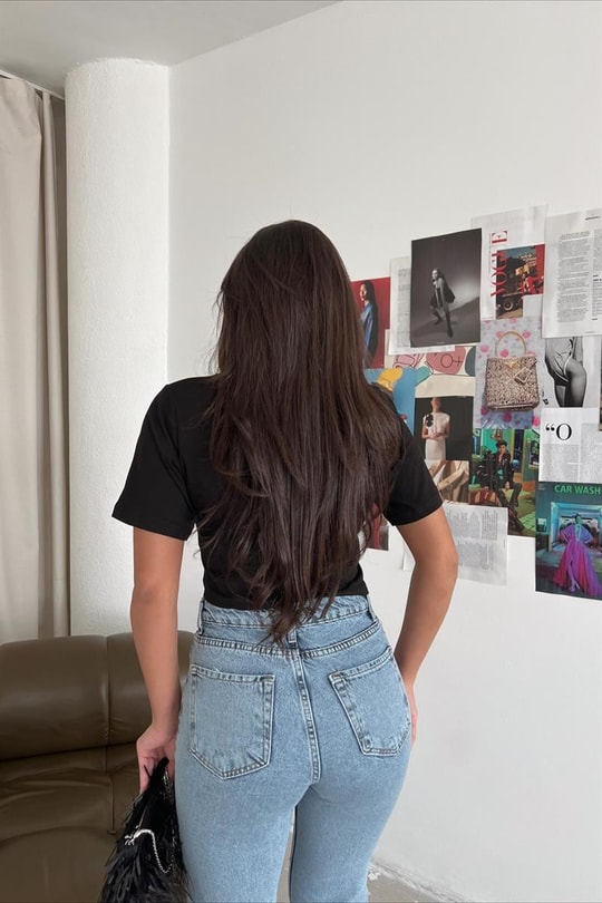 Su Yolu Taşlı Alicia Tshirt Siyah