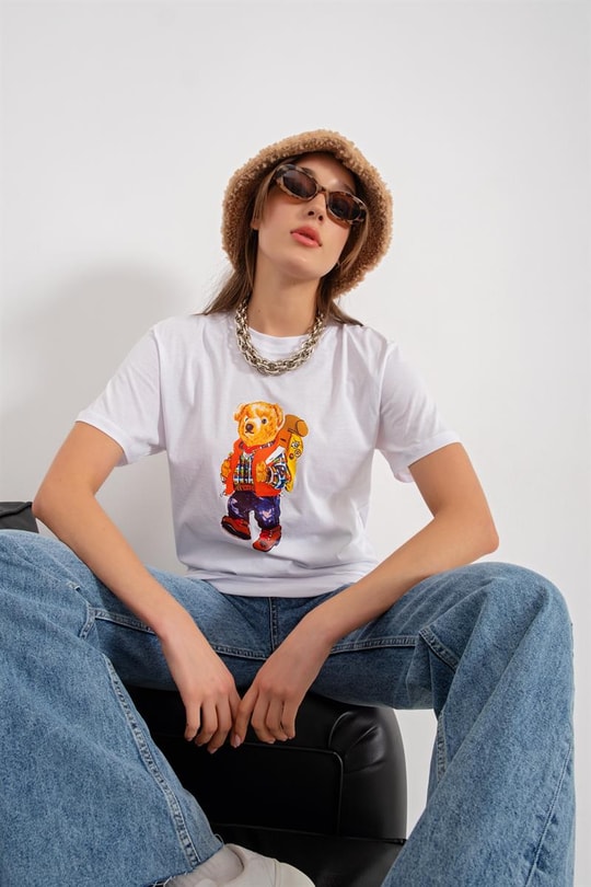 Sweat Teddy Tshirt Beyaz