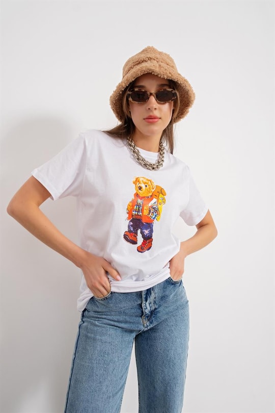 Sweat Teddy Tshirt Beyaz