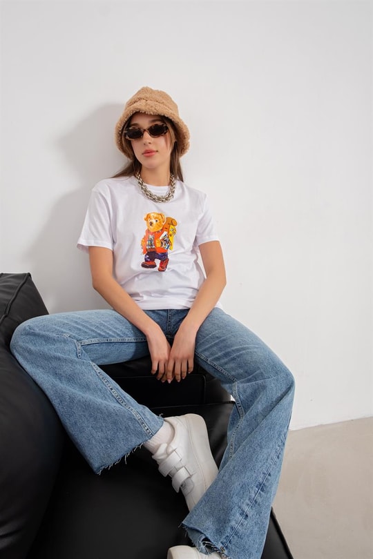 Sweat Teddy Tshirt Beyaz