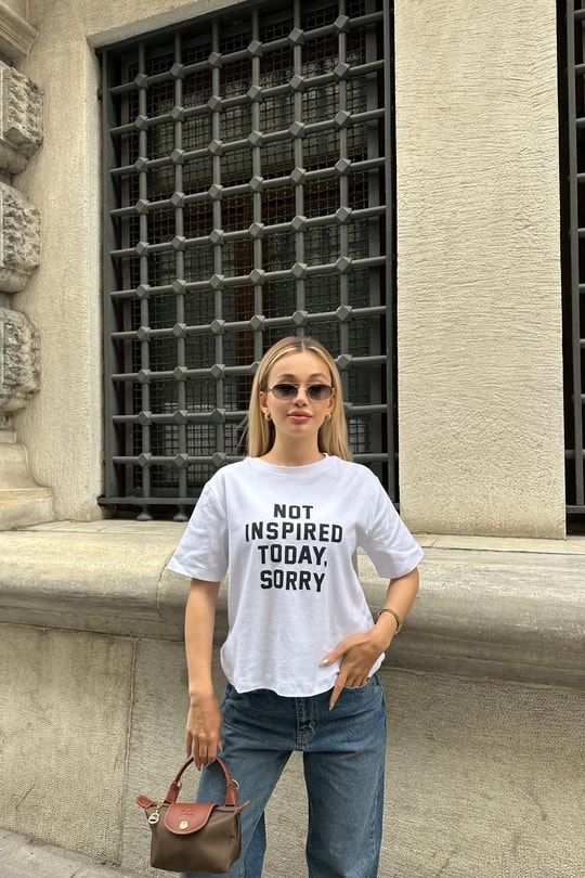 Text Baskılı Tshirt Beyaz