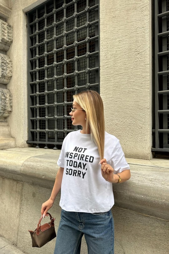 Text Baskılı Tshirt Beyaz