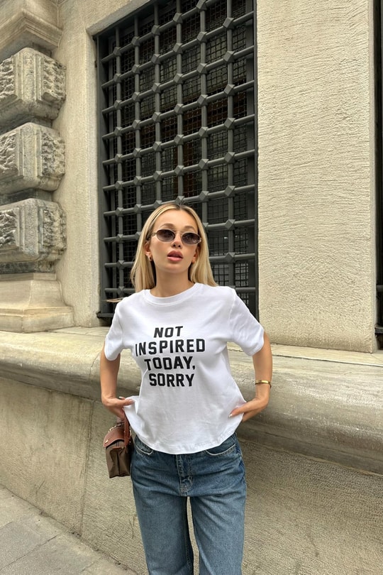 Text Baskılı Tshirt Beyaz
