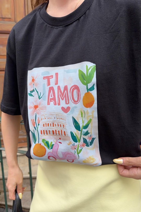 Tı Amo  Baskılı Tshirt Siyah
