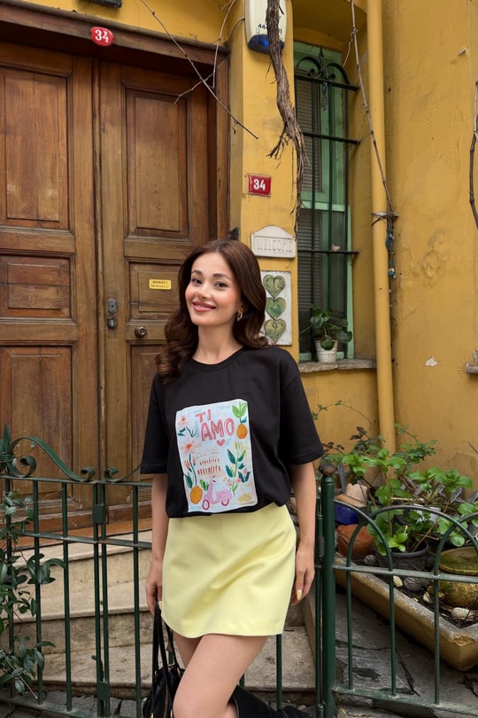 Tı Amo  Baskılı Tshirt Siyah