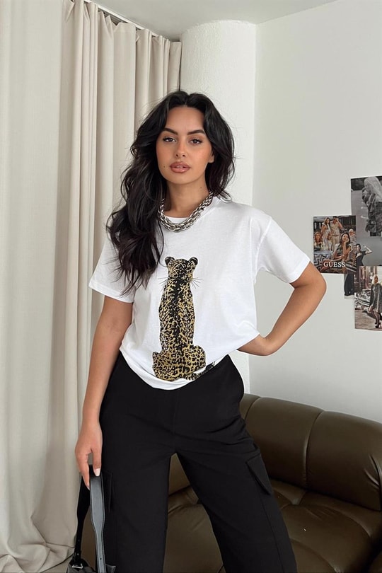 Tiger Oversize Tshirt Beyaz