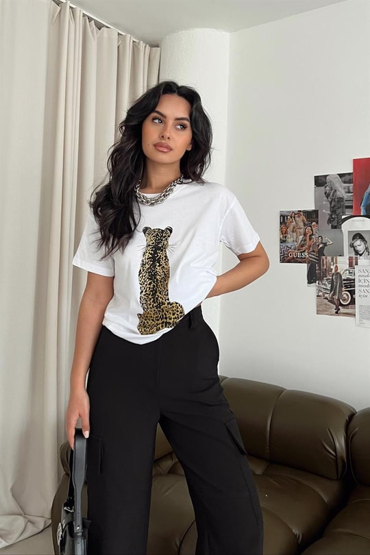 Tiger Oversize Tshirt Beyaz