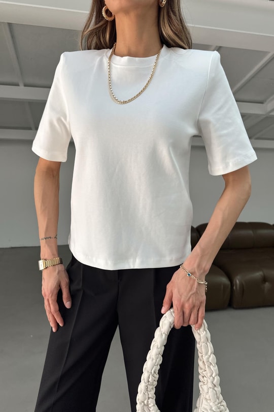 Vatkalı Premium Tshirt Beyaz