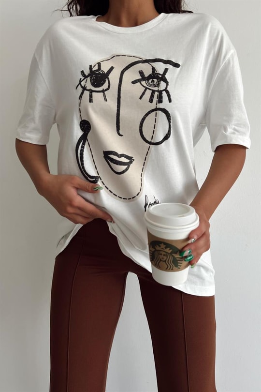Women Eyes Tshirt Beyaz