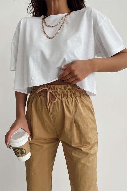 Yarım Kol Basic Tshirt Beyaz