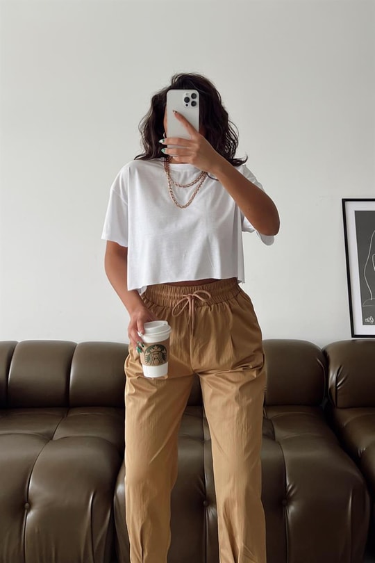 Yarım Kol Basic Tshirt Beyaz