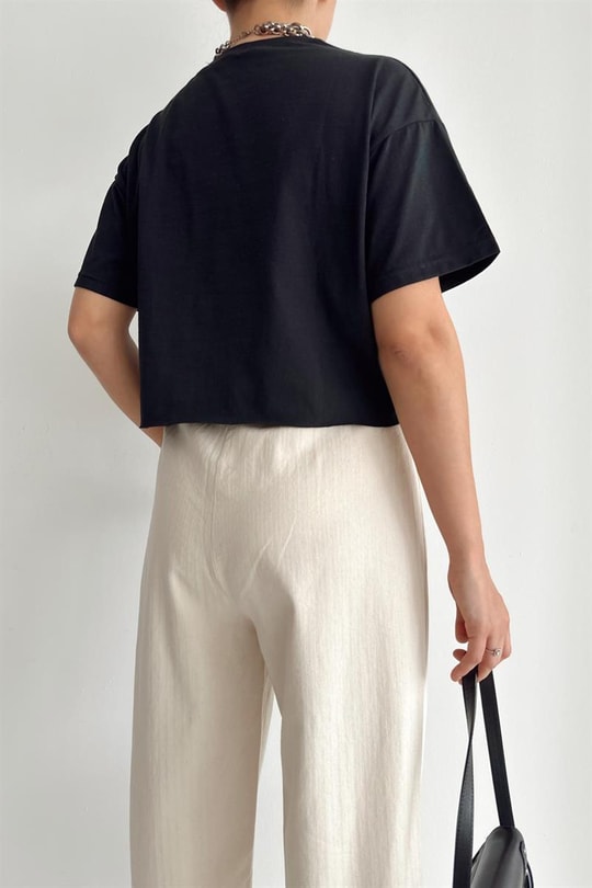 Yarım Kol Basic Tshirt Siyah