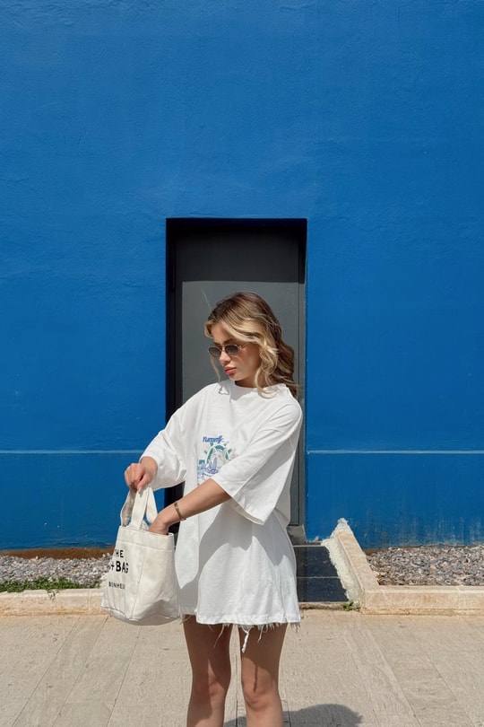 Yummy Oversize Tshirt Beyaz