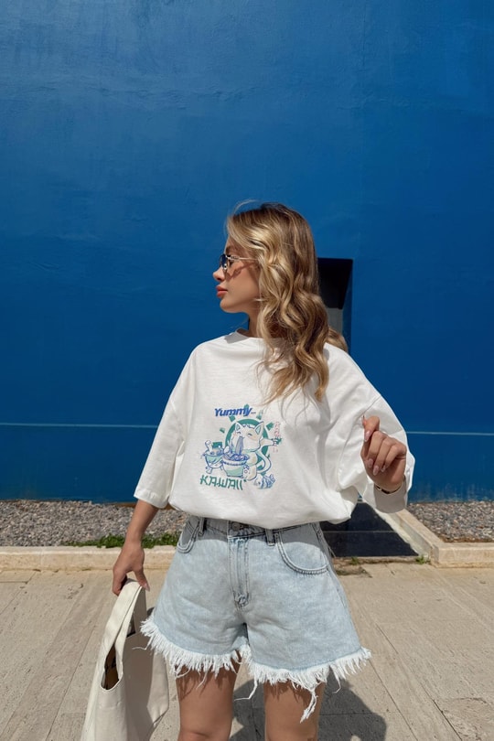 Yummy Oversize Tshirt Beyaz