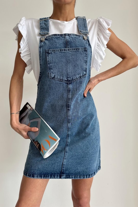 Denim Salopet Mavi
