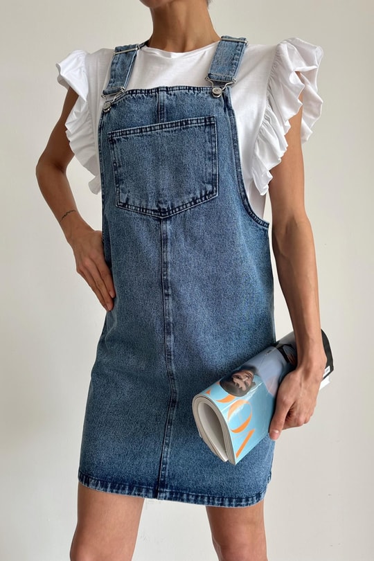 Denim Salopet Mavi