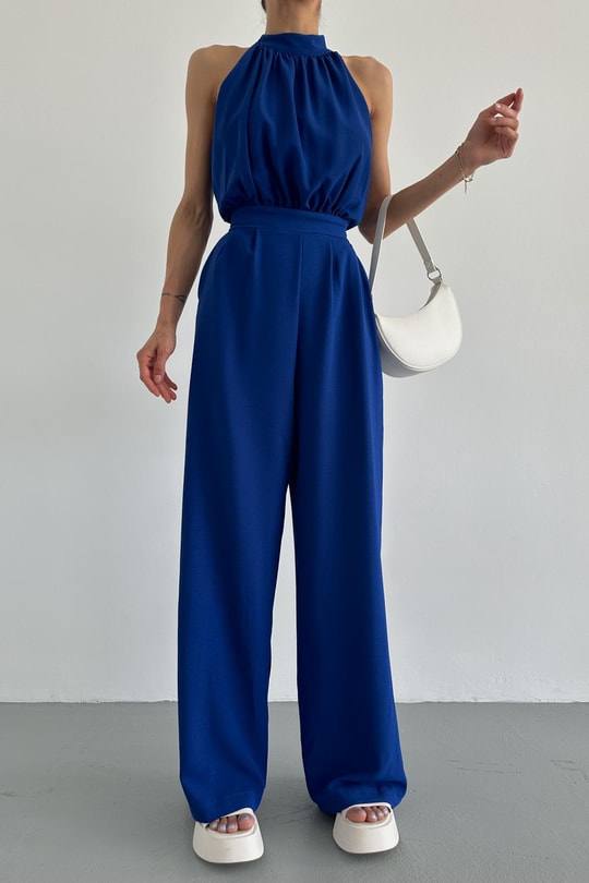 Halter Yaka Premium Tulum Saks Mavisi