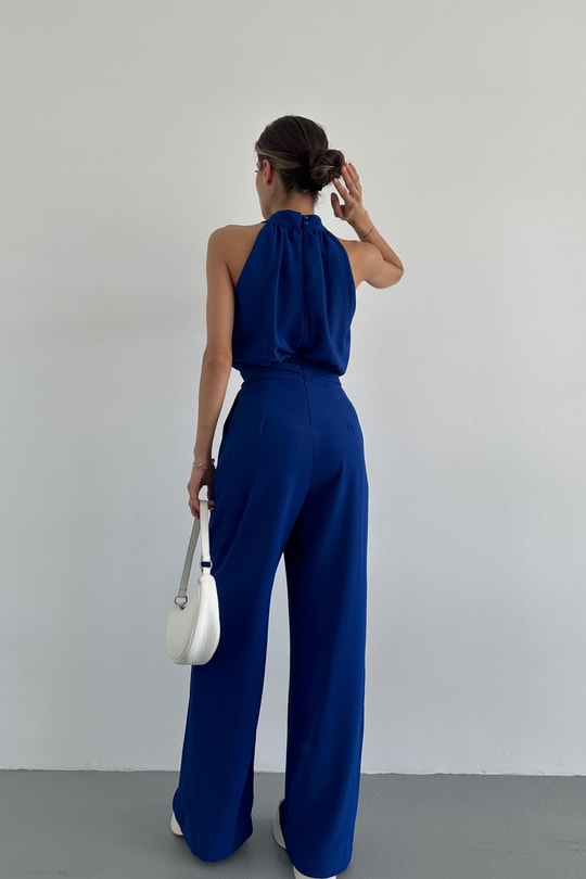 Halter Yaka Premium Tulum Saks Mavisi