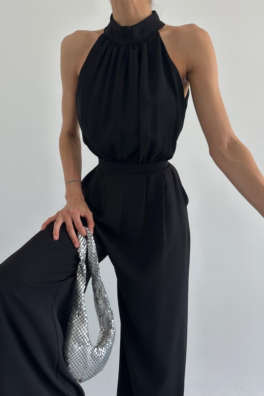 Halter Yaka Premium Tulum Siyah