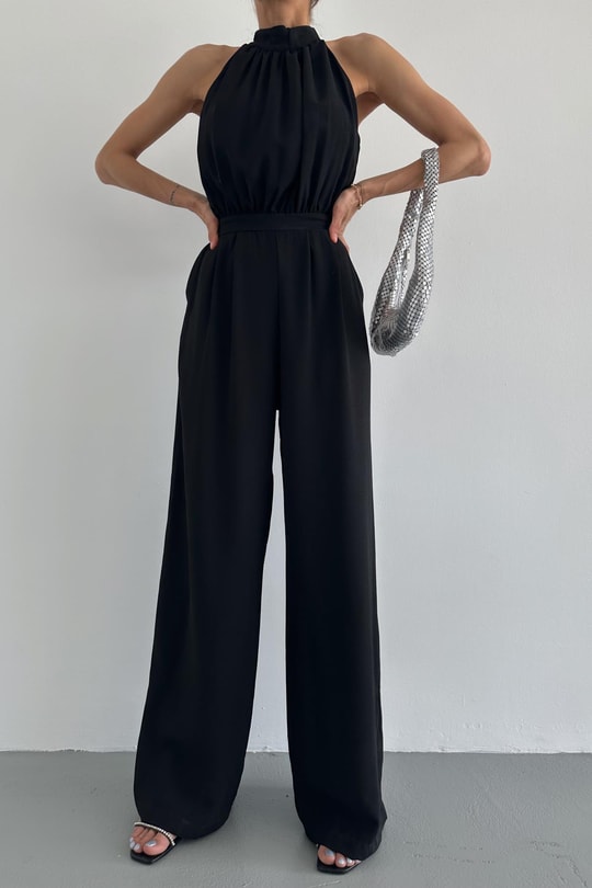 Halter Yaka Premium Tulum Siyah