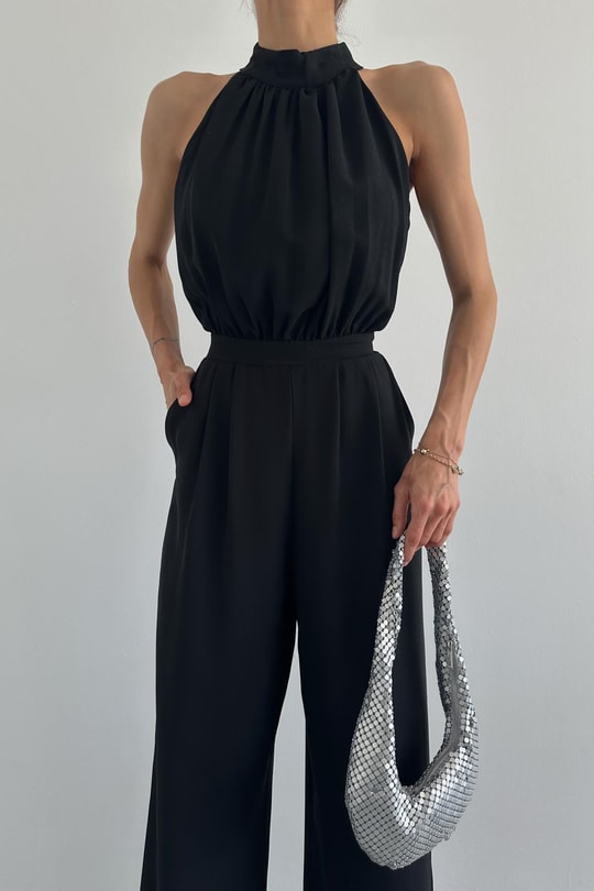 Halter Yaka Premium Tulum Siyah