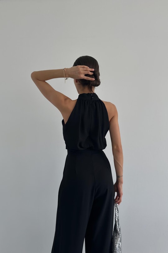 Halter Yaka Premium Tulum Siyah