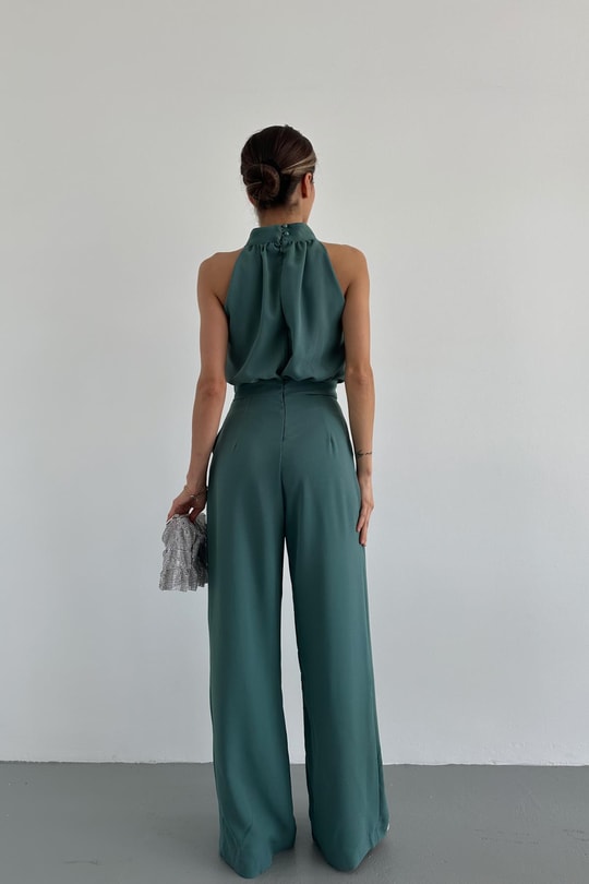 Halter Yaka Premium Tulum Yeşil
