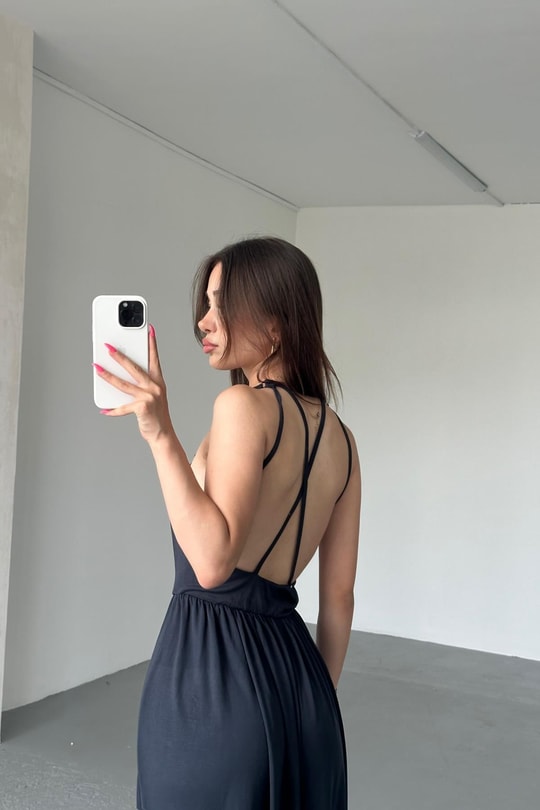 Modal İnce Askılı Tulum Antrasit