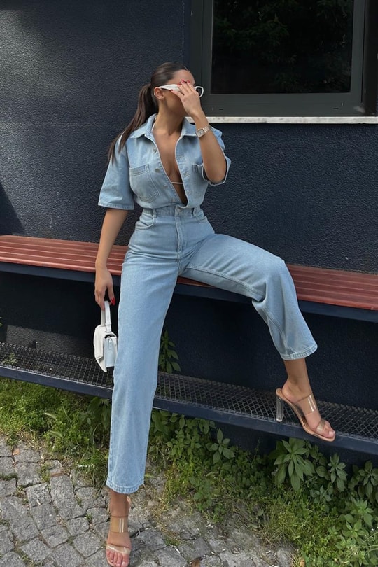 Straight Leg Denim Tulum Mavi