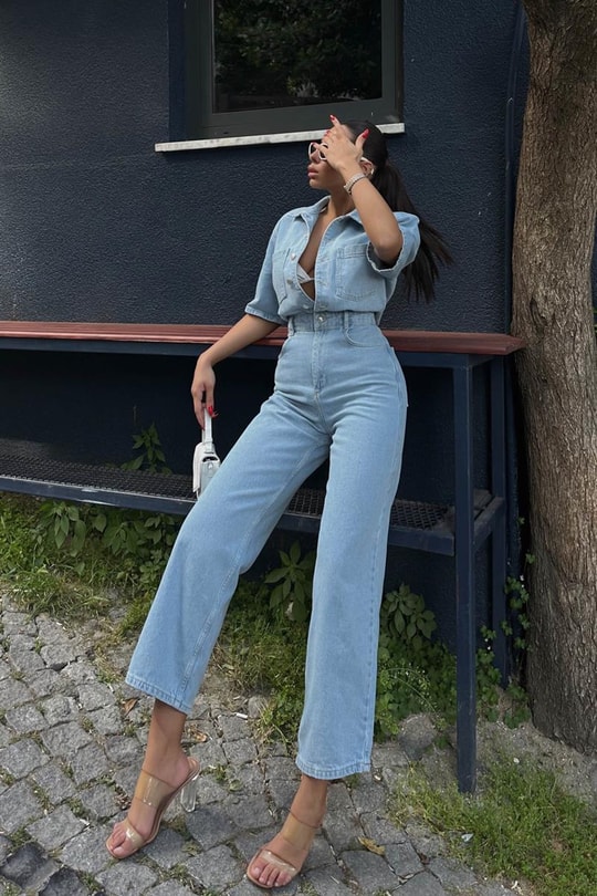 Straight Leg Denim Tulum Mavi