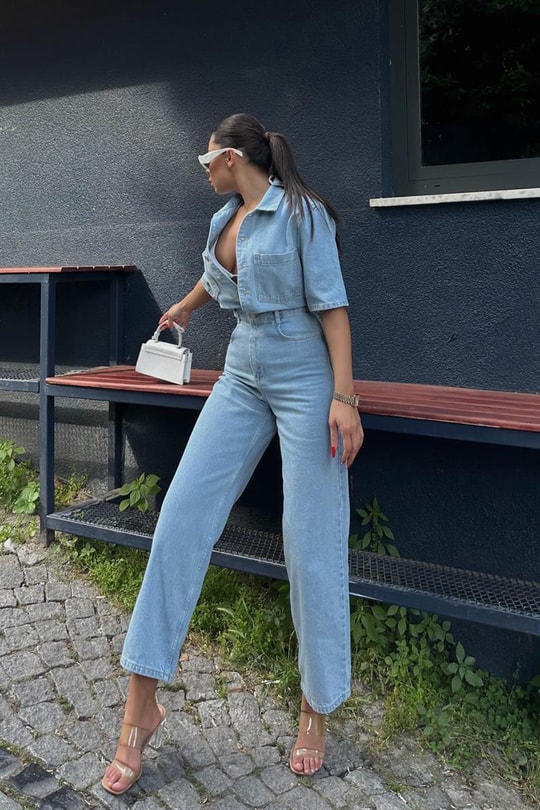 Straight Leg Denim Tulum Mavi