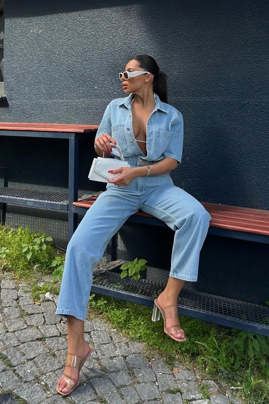 Straight Leg Denim Tulum Mavi