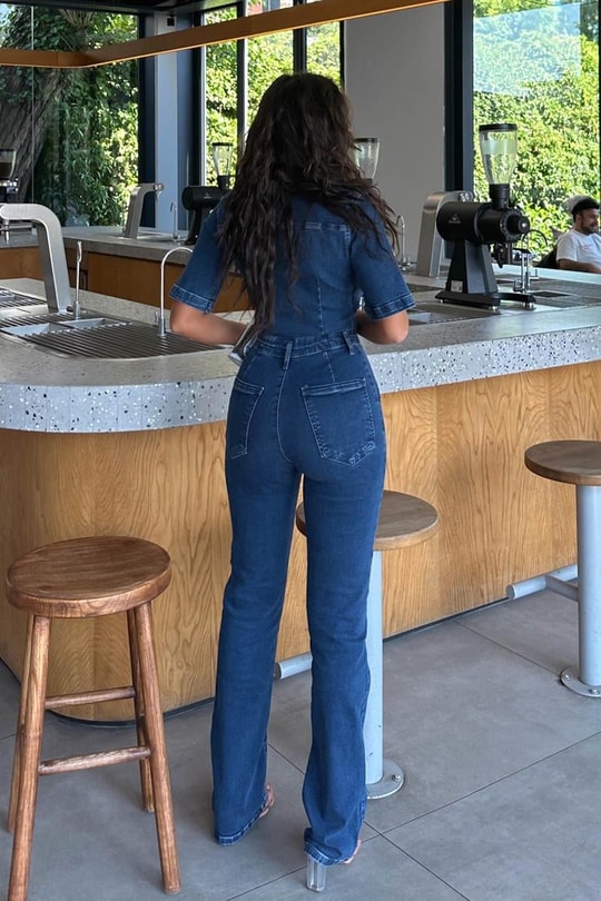 Straight Ön Cepli Denim Tulum Lacivert