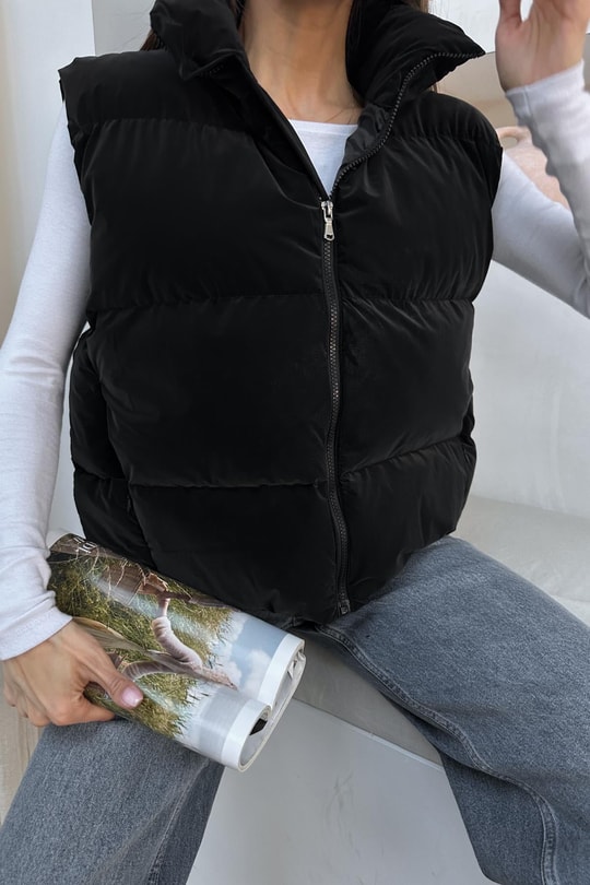 Dik Yaka Şişme Yelek Siyah