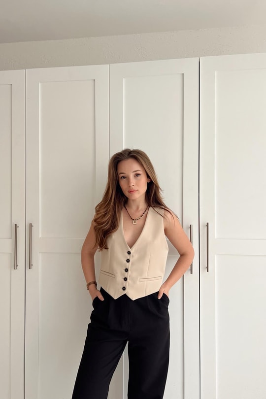 Swan Crop Yelek Bej