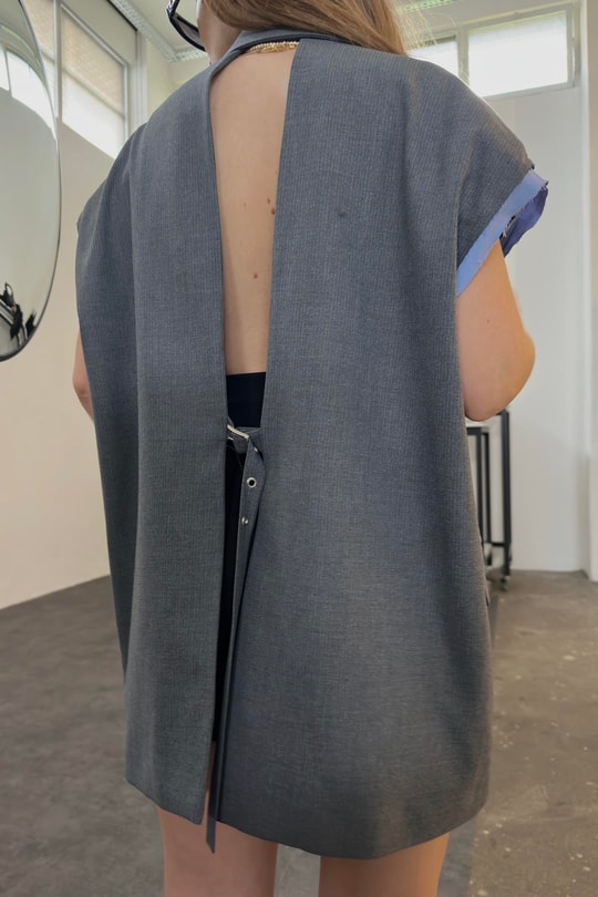 Tasarım Oversize Yelek Gri