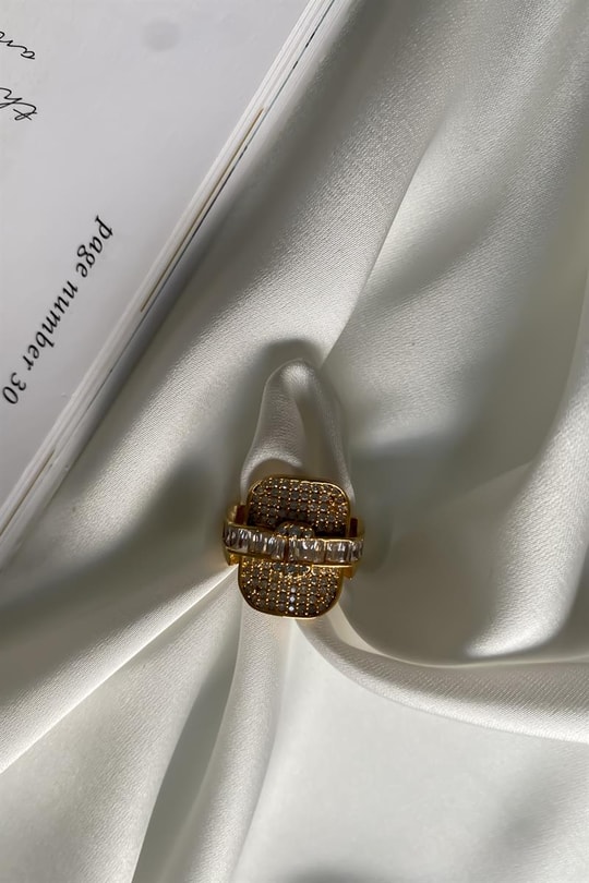 Baget Zirkon Premium Yüzük Gold