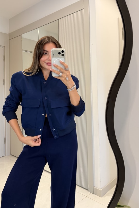 Adaline Lacivert Bomber Ceket