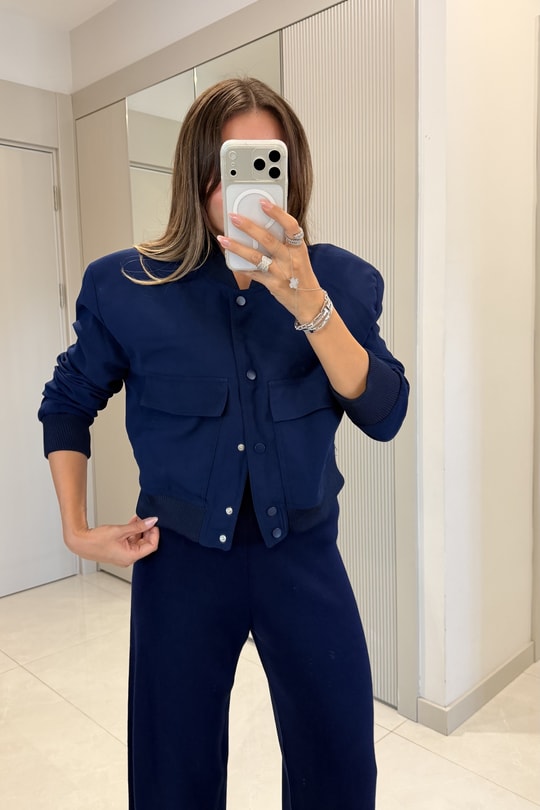 Adaline Lacivert Bomber Ceket