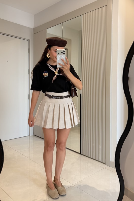 Beautiful Ekru Kemerli Şort Etek