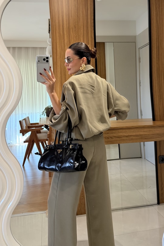 Brewa Haki Kemerli Bomber Ceket Pantolon Takım