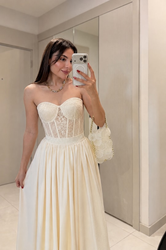 Morgane Krem Dantel Detaylı Korse Büstiyer