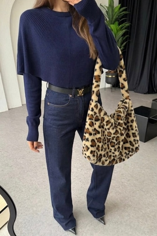 Selora Camel Leopar Desen Yumoş Çanta