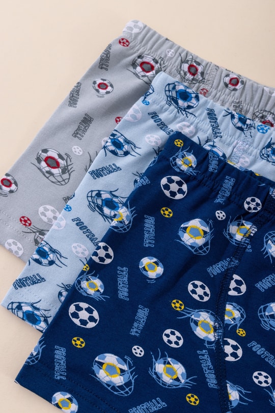 Erkek Çocuk Pamuklu Baskılı Rahat Kesim Likralı Boxer 3'lü Paket 3570 Renkli