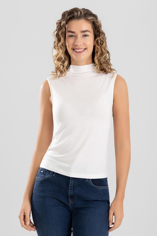 Kadın Modal Likralı Yarım Balıkçı Yaka Sıfır Kol Body 6316 Krem