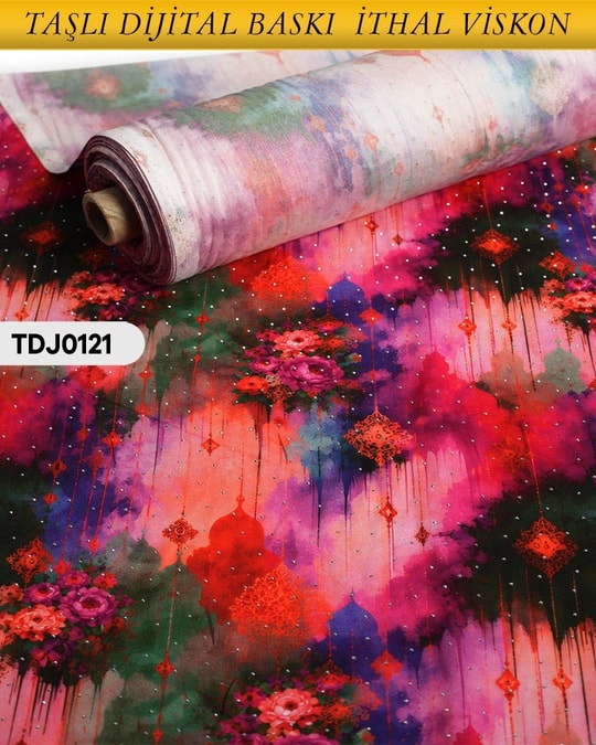  TAŞLI Dijital Baskı Tek En Pamuk Viskon Kumaş 90cm-TDJ0121TDJ0121
