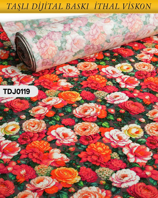  TAŞLI Dijital Baskı Tek En Pamuk Viskon Kumaş 90cm-TDJ0119TDJ0119