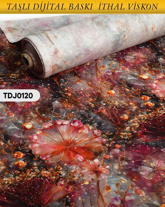  TAŞLI Dijital Baskı Tek En Pamuk Viskon Kumaş 90cm-TDJ0120TDJ0120