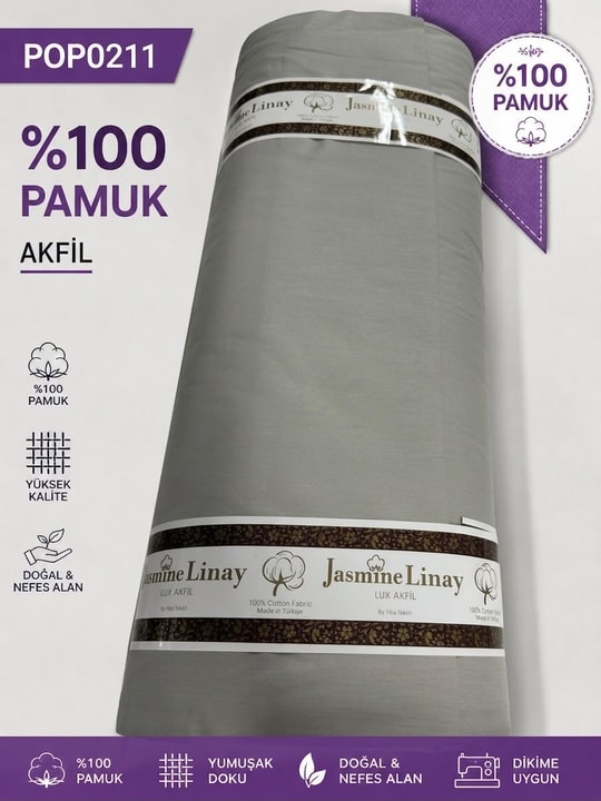 %100 Pamuk Akfil  Poplin Nevresim Kumaşı En 240 cmPOP0211
