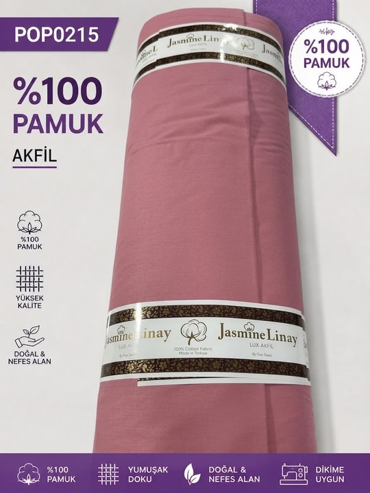 %100 Pamuk Akfil  Poplin Nevresim Kumaşı En 240 cmPOP0215